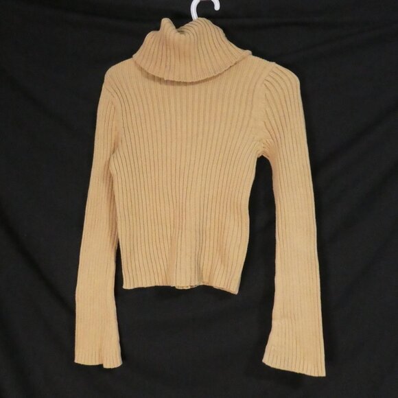 Y2K | OLD NAVY | small | Ribbed Beige Turtleneck Cotton Sweater - Picture 2 of 14